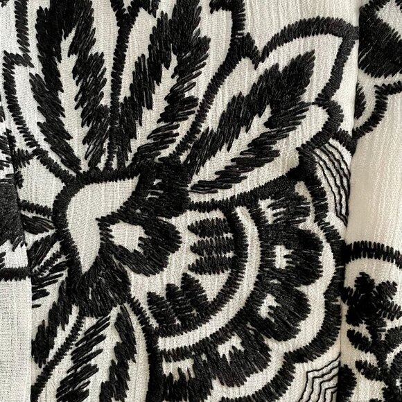 Tommy Hilfiger Embroidered Fit & Flare Midi Dress 10 | Black White A-Line Lined - Picture 8 of 16